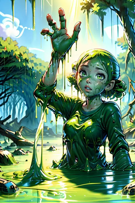 (masterpiece, best quality), 1girl,   <lora:bottomlessSwamp:1> swamp,bottomless swamp,sticky slime,slime (creature),slime (subst...