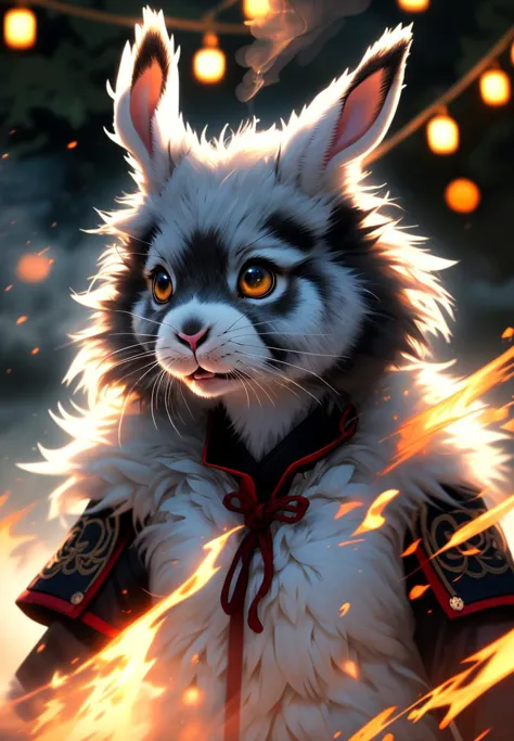 (furry art : anthro : bunny)
(Ultra-HD-details, discreet, emphasized-details, life-size-body, cutesie)
50mm lens
aperture opening of f/4.0
epic closeup of an angry anthro female bunny, (bunny face, bunny paws) fluffy full body fur wearing a samurai outfit, holding a katana with glowing runes, fire, smoke, stormy sea, vignette, bokeh, film grain, 3 point lighting, flash with softbox, sharp focus, HDR+, intricate details, Detailed White Fluffy Fur, Detailed Hair, hyperdetailed, natural fur texture, detailed skin
(hyperrealistic, cinematic light, depth of field)
\\ Made with ONE FOR ALL checkpoint by Chaos Experience @ https://civitai.com/user/ChaosExperience/ \\