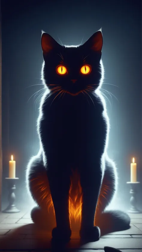 <lora:HalloweenGlowStyleXL:1>HalloweenGlowStyle cat body, horror \(theme\),  dark, atmospheric, night, glow, (Masterpiece:1.3) (...