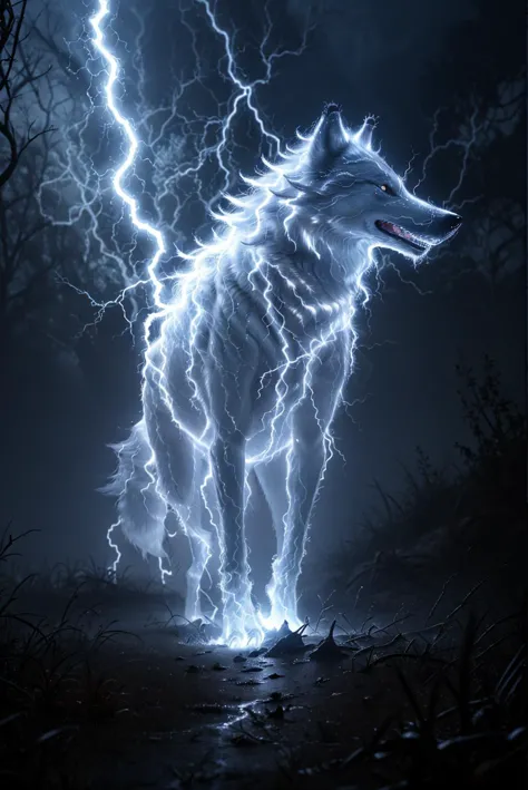 glowing,lightning,ghost wolf,
<lora:Dianhuun218 (11):0.6>,