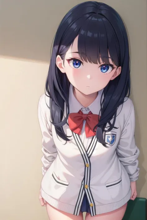 rikkatakarada, <lora:rikkatakarada-lora-nochekaiser:1>, 
rikka takarada, black hair, blue eyes, long hair, orange scrunchie, scrunchie, wrist scrunchie
BREAK black footwear, black skirt, bow, bowtie, buttons, cardigan, collared shirt, long sleeves, microskirt, pleated skirt, red bow, red bowtie, red socks, school uniform, shirt, shoes, skirt, socks, thighs, (white cardigan:1.5), white shirt,
BREAK indoors, classroom,
BREAK looking at viewer, (cowboy shot:1.5),
BREAK <lyco:GoodHands-beta2:1>, (masterpiece:1.2), best quality, high resolution, unity 8k wallpaper, (illustration:0.8), (beautiful detailed eyes:1.6), extremely detailed face, perfect lighting, extremely detailed CG, (perfect hands, perfect anatomy),