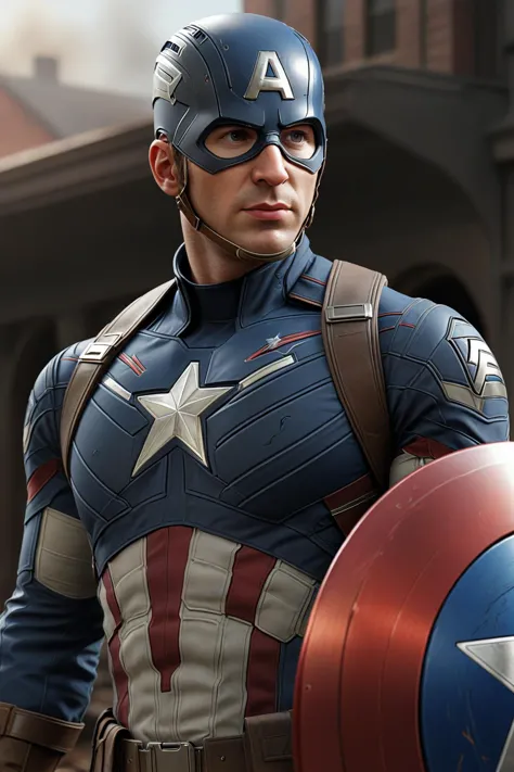 high resolution photograph of a captain america,steve rogers,very detailed, 8k, sharp, fantasy, movie poster, unreal engine 5, o...