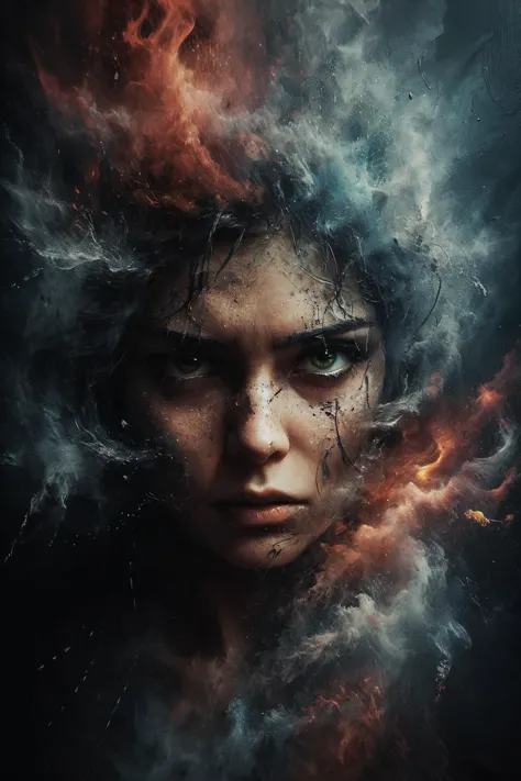 a huge whirlwind with a beautiful dissolved misty female face made of clouds and dust, look angry, dark atmosphere, centered, highly detailed, vibrant colors, intricate, ultra hd, sharp focus    <lora:DetailedEyes_xl_V2:1> <lora:add-detail-xl:2>  <lora:Disturbia:0.5> <lora:dissolve:0.75> <lora:neg4all_bdsqlsz_xl_V7:1>