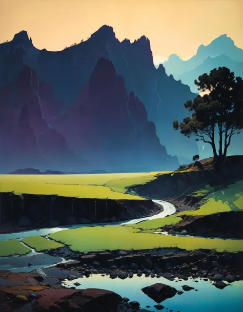 professional photograph of a dimpled landscape  by  James Gilleard and Peter Doig and richard avedon , bold lines, hyper detaile...