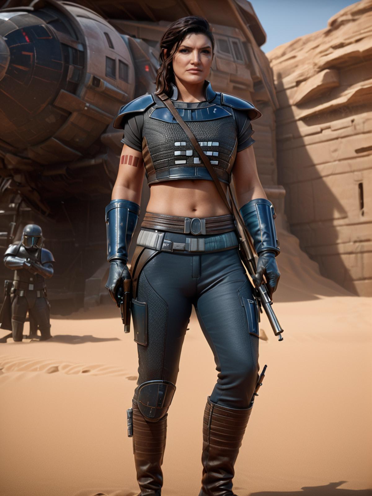 Female mandalorian in skimpy armour - SeaArt AI