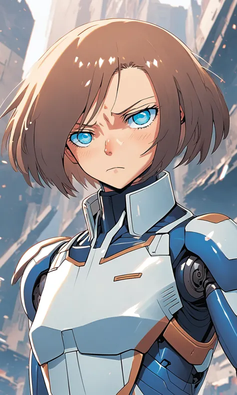 (tan skinned:1.25) Battle Angel Alita, (solemn blank exprssion:1.2), blue eyes, 

flat anime style, 2d, studio illustration, dyn...