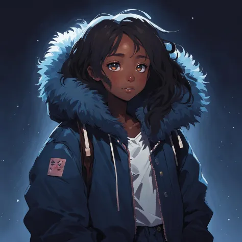 Anime portrait, 1girl, <tan skin|dark skin|light skin>, <tight (short cut off:1.05) sweater|open trench coat and sweater|fluffy ...