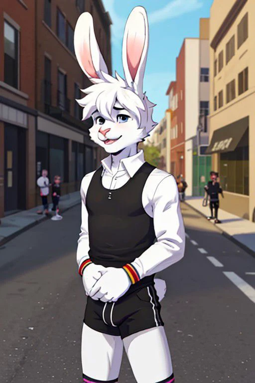 เกย์ ปิ Twink สีขาว กระต่าย เด็กชาย ใน เสื้อผ้าข้างถนน