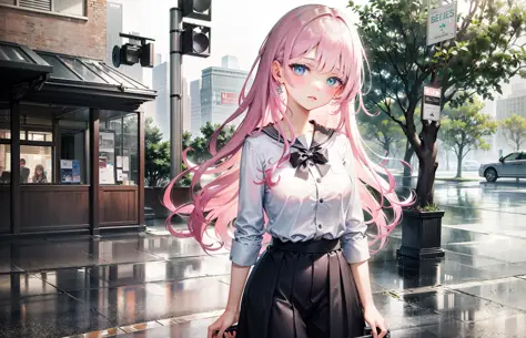 ((best quality)), (masterpiece:1.2),(delicate and beautiful girl), illustration,1girl,pink hair,very long hair,blue eyes,looking...