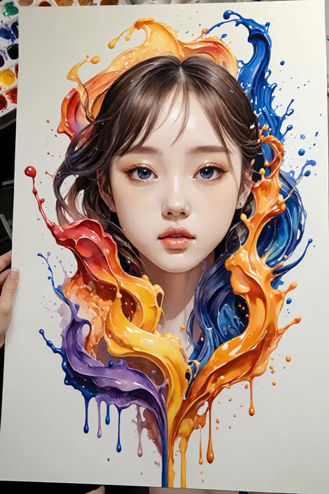 Colorful, multiple colors, intricate detail, splash screen, photorealistic, intricately detailed fluid gouache painting, calligraphy, acrylic, watercolor art,
masterpiece, best quality, 1girl,  <lora:kwFemale_Beta40-SDXL_v1:1>, waifu