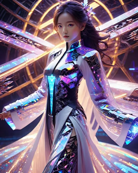 白棱XL_镭射全息 Futuristic laser hologram-clothes-items-mecha-halo