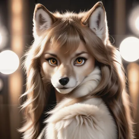 cinematic photo (furry:1.5) wolf female detailed wolf fur , realistic fur, high quality photography, 3 point lighting, flash wit...