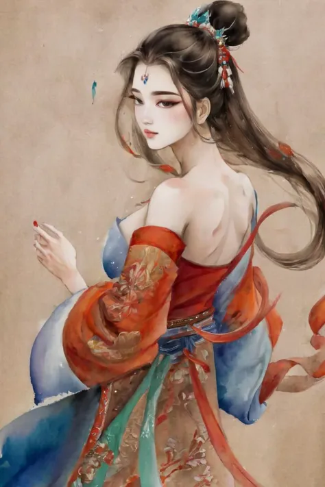 a painting of a woman in a kimono dress holding a crab