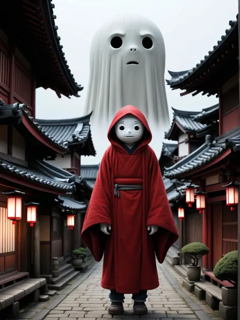 emo style this image seems to be inspired by the "spirited away" movie, a famous animated film from studio ghibli. the central f...