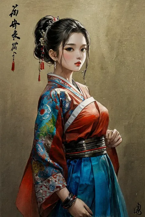 masterpiece, best quality, 1girl,  TRADITIONAL ART, saibo