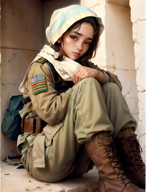 (color photo:1.3), masterpiece, the best quality, portrait of cute girl, 21 years old, (__advanced-female-guerilla-fighter__:1.3...