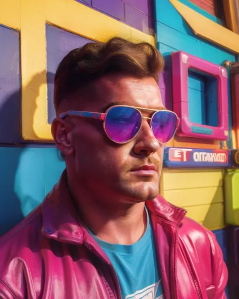 a-man hunky-electrician Retro-nostalgic-80s-and-90s-aesthetics synthwave-style (masterpiece best-quality absurdres detailed ultra-detailed:1.3)