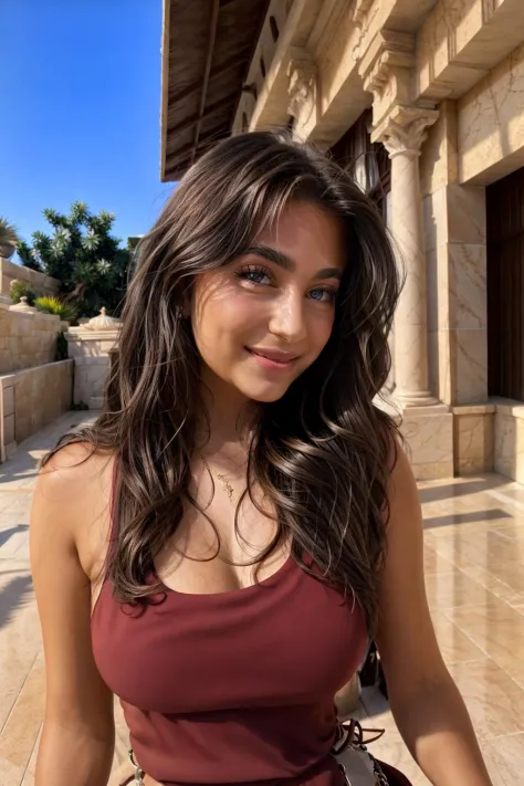 <lora:tclrv_v1:1> tclrv, masterpiece, best cinematic quality, photorealistic highly detailed 8k raw photo, volumetric lighting, volumetric shadows, realistic highly detailed skin texture, young woman, infernal palace background, light smile