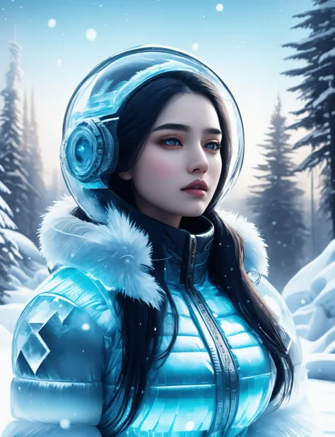 hyper detailed masterpiece, dynamic realistic digital art, awesome quality,DonMFr0stP4nk female kubaz, ,snow, ice <lora:DonMFr0stP4nk-000006:0.85>