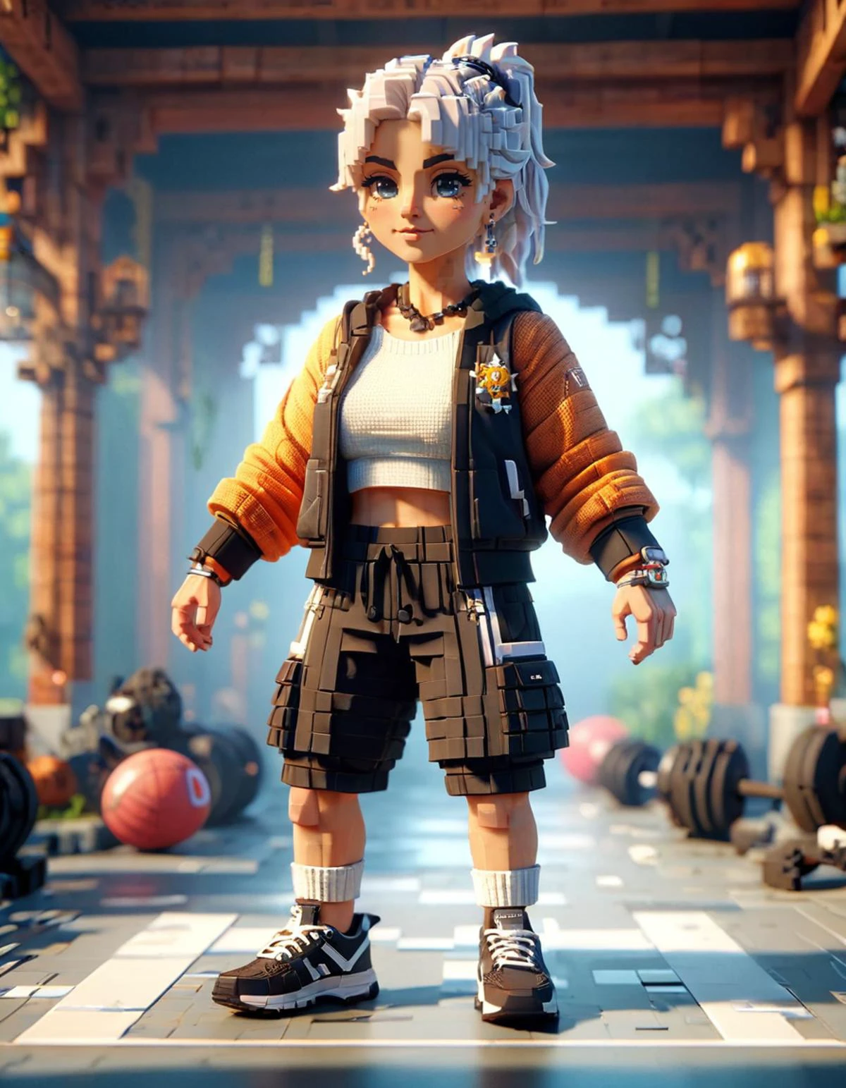 Female Altmer, Elderly, in athletic wear, Sporty, gym-ready, functional, sneakers, activewear, ral-vxl, holy, highly detailed, sunny, modified, highly enhanced, dynamic cinematic perfect background, highly decorated, professional creative, glossy, artistic, great light