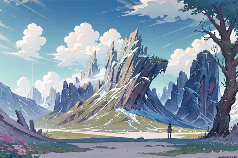 masterpiece,bestquality,ultra-detailed,illustration, ((concept art:1.2)),  no humans, outdoors, scenery, sky, grass, day, cloud,...