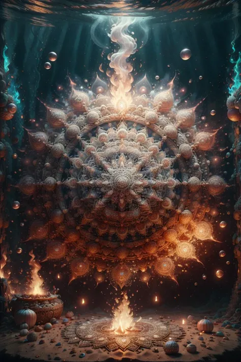 <lora:underwater-mandala-style-darquelilly-v1:1> umstyle, fire, mandala