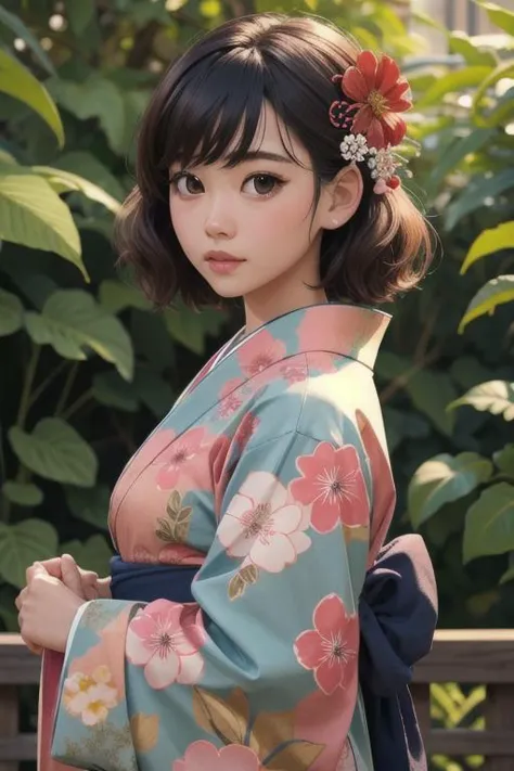 a woman in a kimono is posing for a picture