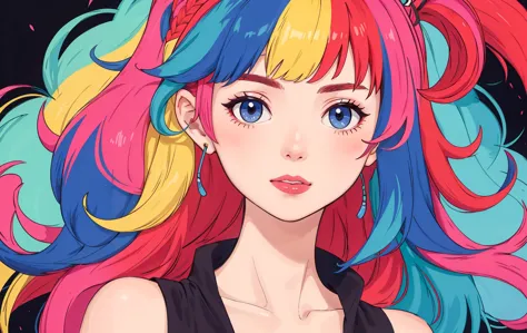 masterpiece,best quality,1girl,solo,upper body, portrait,multicolored hair, colors