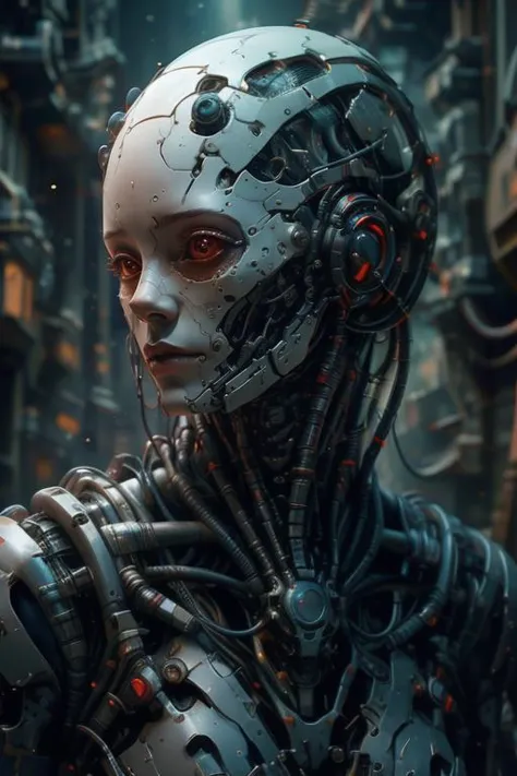 sci-fi style masterpiece,complex detailed,best quality,hdr,1person semi-biomechanical female alien,red,sophisticated high-end lu...