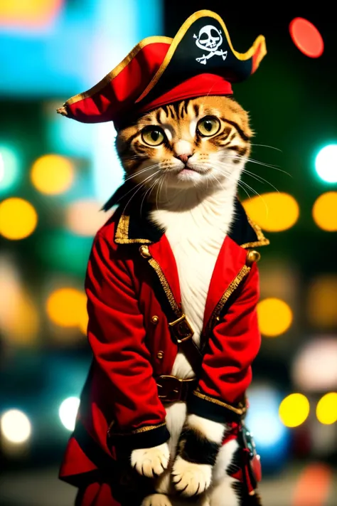 cinematic photo pirate kitty . 35mm photograph, film, bokeh, professional, 4k, highly detailed