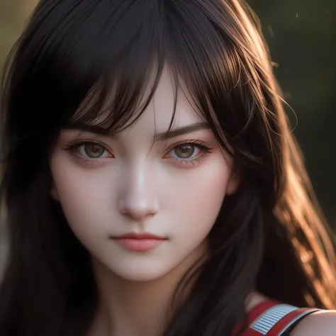 masterpiece, DSLR photo, analog style, nikon d5, real photo, a photo of a beautiful 20 year old woman, (detailed facial features), (detailed shiny eyes), dynamic angle, jeremy mann, Ilya Kuvshinov style, long hair,cropped arms,<lora:xmx:0.7>Arena Fighter,dignified, bright and brave