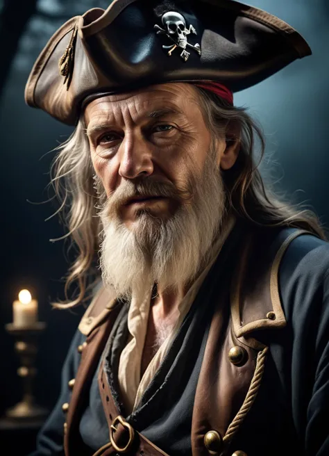 a man with a long beard wearing a pirate hat