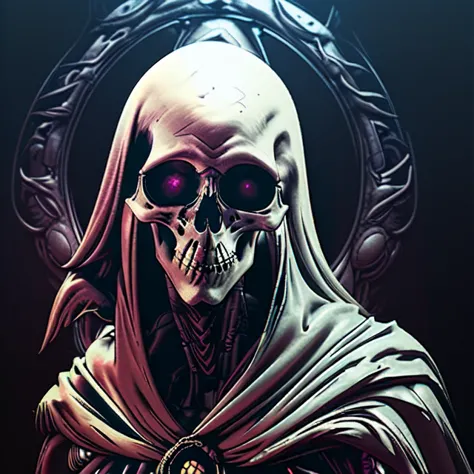 dark fantasy digital art graphic novel by UdonCrew  bioluminescent lich <lora:1651758653905247290:1> Skulls rule (ÃâÃ) <lora:RPGLich:1> lich with glowing eyes and hooded robe, jewelry, weaving dark magics