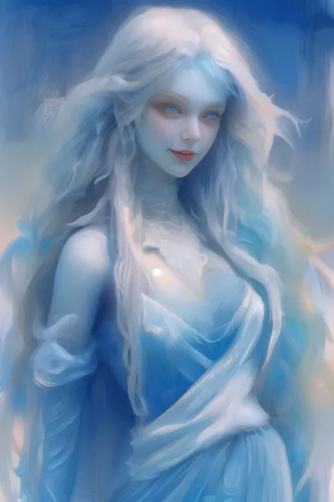 (smiling) ,,,  , Merger_bellabie_red,, ,, (white hair) ,white dress,, (blue skin:1.3),,    <lora:blue247:1> ,
in the snow,,,symm...