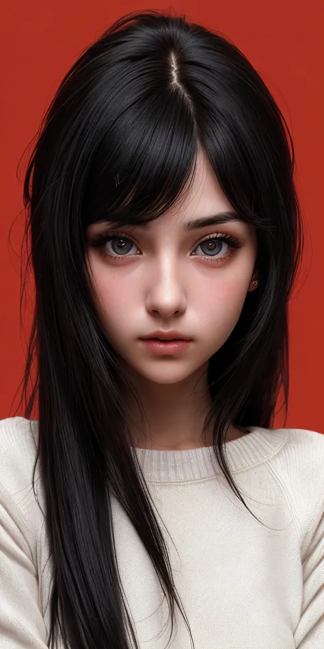 score_9, score_8_up, score_7_up, 20 years old, beautiful girl, black hair, very long hair, straight hair, closed mouth
1girl, detailed face, beautiful woman's face, sweater, red background, looking at viewer
\\ Made with ONE FOR ALL checkpoint by Chaos Experience @ https://civitai.com/user/ChaosExperience/ \\