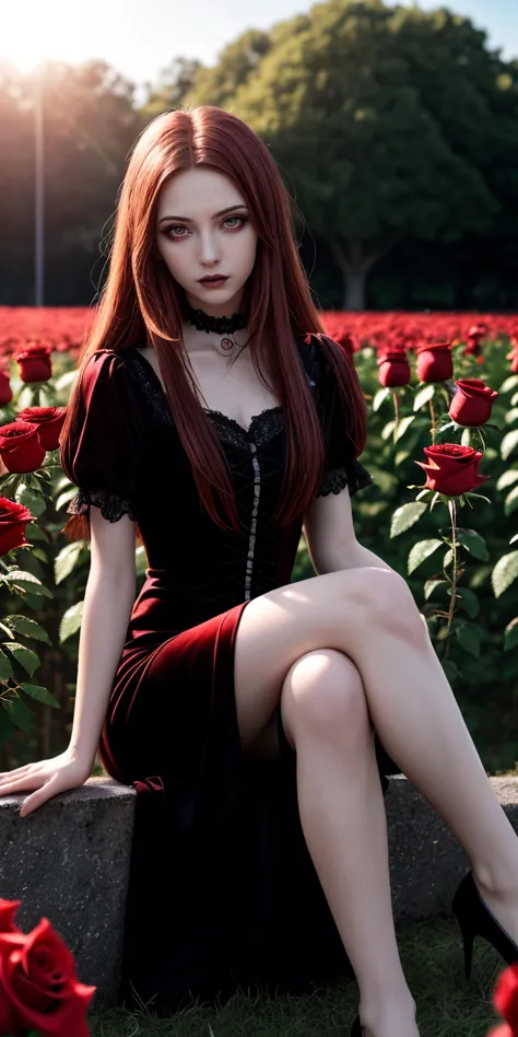 50mm lens
aperture opening of f/4.0
(gothic aesthetic, intricate:1.0)
1girl, (red long silky hair, crimson eyes, pale skin), detailed, crimson light, field of red roses, black dress light particles, sitting on roses, outdoors, sunlight
\\ Made with ONE FOR ALL checkpoint by Chaos Experience @ https://civitai.com/user/ChaosExperience/ \\