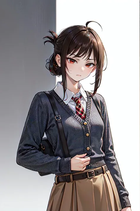 anime girl in school uniform with a bag and a tie