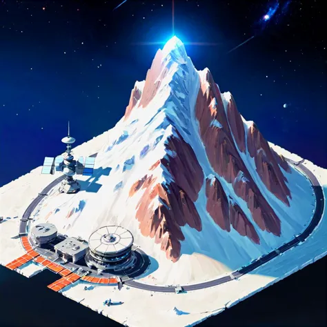 alpine mountain, In-depth, space station , magic realism tilt-shift, high angle <lora:Stylized_Setting_SDXL:1.0> Isometric_Setti...