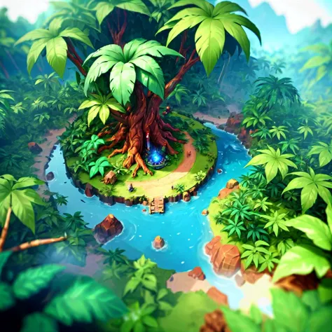 temperate jungle, Exquisite, space , epic fantasy tilt-shift, high angle <lora:Stylized_Setting_SDXL:1.0> Isometric_Setting