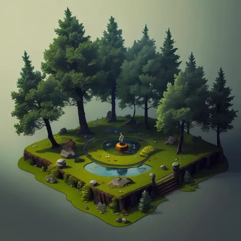 ((masterpiece,best quality)), absurdres <lora:Isometric_Setting:0.7>, magical forest, <lora:microverse_creator:0.6>