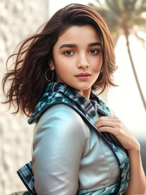 anusha bhatia in a blue top and scarf