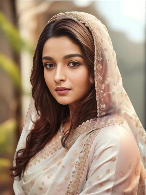 ultrarealistic hires close up photo of (albh woman), outdoors, realistic skin texture, looking looking at camera, (marathi_saree:1.2), simple white stucco background, black hair  <lora:albh_Alia_Bhatt_SD15_LoRA_Adafactor:1>