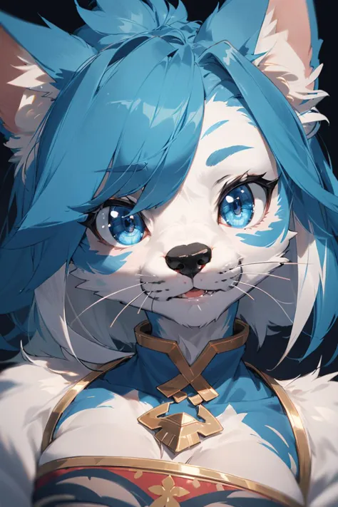 (close-up face:1.5),
best hands,best quality,(masterpiece,ultra detailed 8k art),Fluffy, (anthro, 1 girl,furry female,cat),out d...