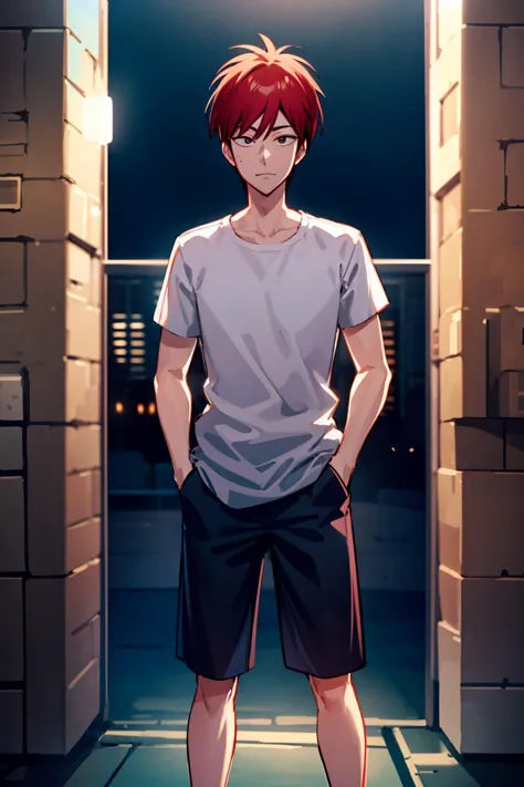 a cartoon picture of a man standing in a doorway with his hands in his pockets