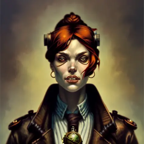 Closeup portrait shot of a steampunk detective in a scenic cyberpunk mystery environment  newhorrorfantasy_style