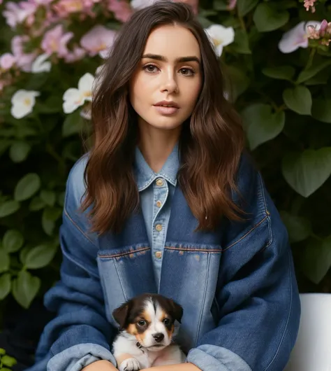 arafed image of a woman sitting on a bench with a dog