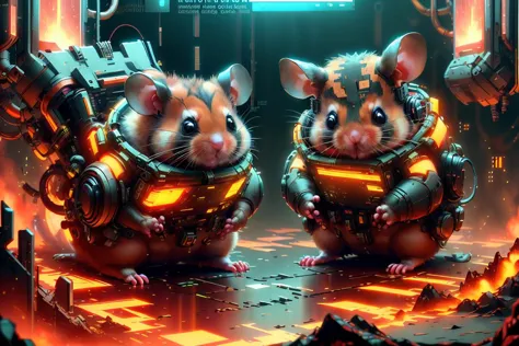 (hamsters,:1.2) , in cyberspace ,  <lora:MalwareTech-22:0.8> matwaretech  , scifi, cyberpunk, pixelated, malware glitch,     <lo...