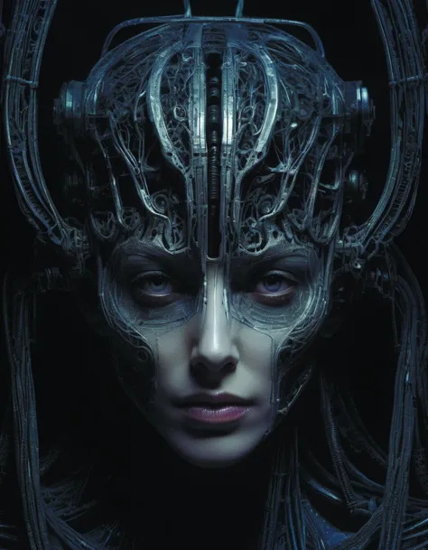 portrait of neural nightmares by yoshitaka amano and HR Giger,detailed face face face face,clear visible facial structure,hd,8k,very very very very electronic,biomechanical,biology,bio,neural machine hyper violet,dark background DonMn1ghtm4reXL by Wendy Froud 