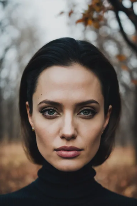 a close up of a woman with a black turtle neck top