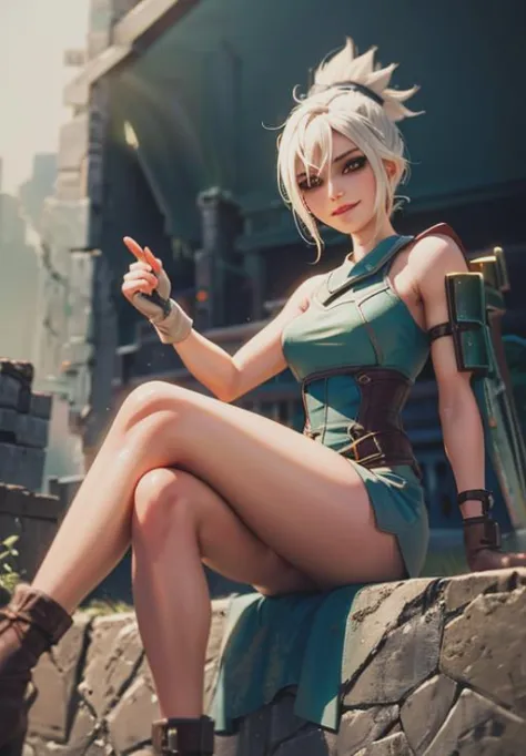 <lora:riven:0.8>, riven, smirk, seductive smile, sitting,, (acclaimed, alluring, captivating, exciting, gorgeous, striking:1.3)